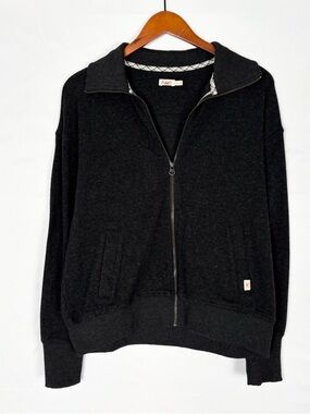Faherty Legend Lounge Full Zip Heathered Black Twill Size M Women